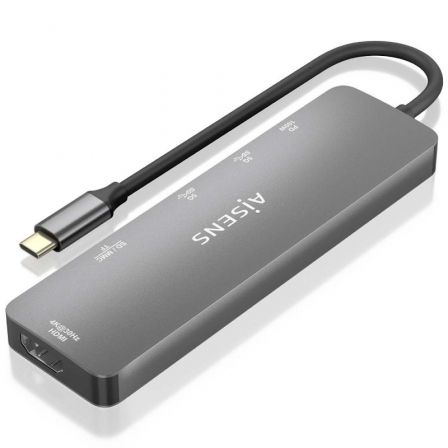 Aisens USB-C Dock 6 en 1 HDMI 4K, 2x USB-A, PD 100W, Gris